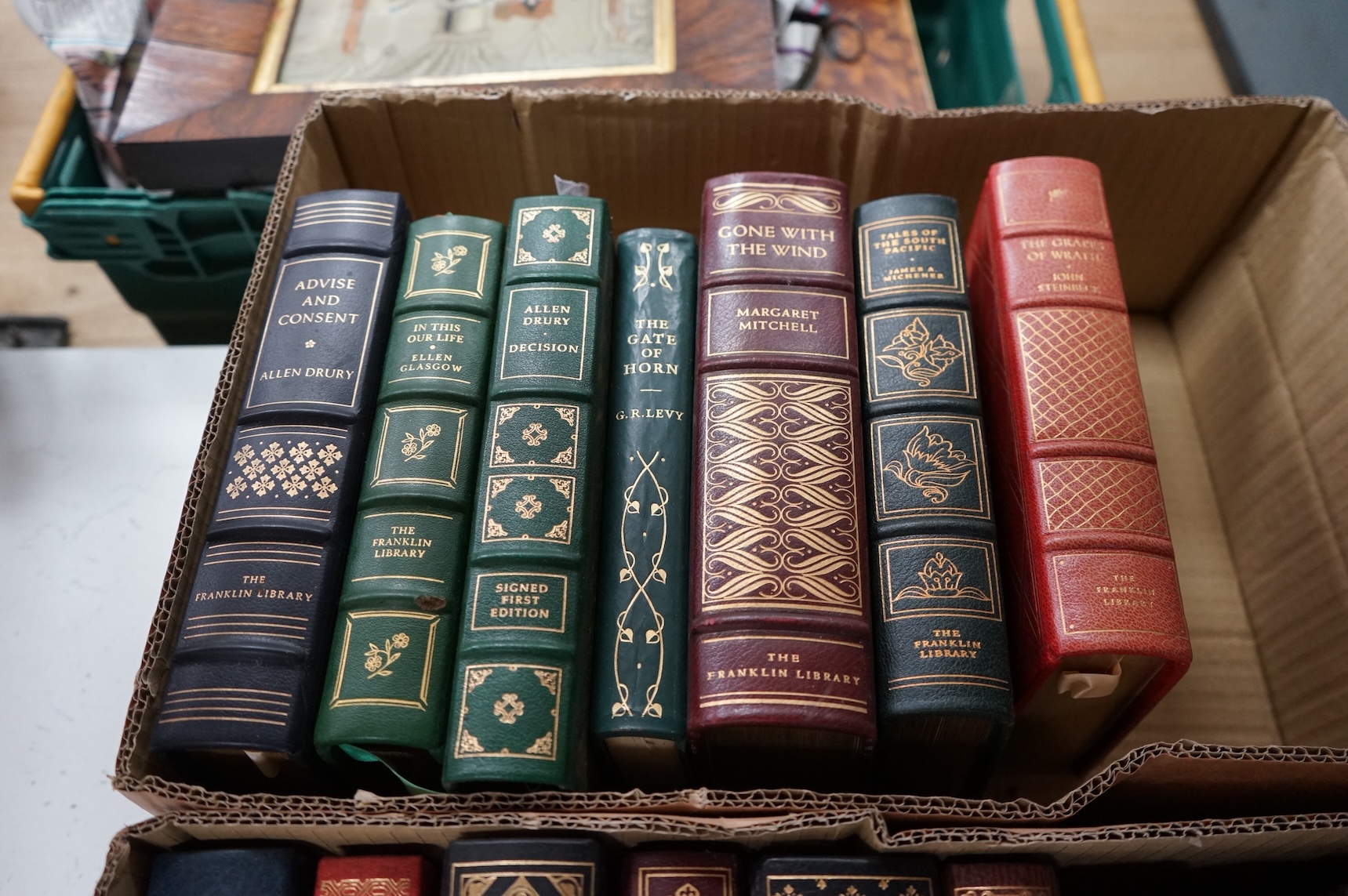 Franklin Library Limited Editions (for Subscribers). 17 vols. illus. (some coloured); publisher's gilt decorated morocco, ge., roy.8vo. (et infra). Pennsylvania, (1970's/80's) *includes Steinbeck's Grapes of Wrath, Mitch